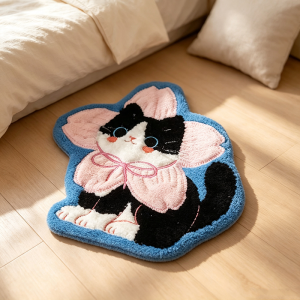 VIKAMA Honey Pot Bear Shaped Plush Bath Mat Non Slip Absorbent Cute Cartoon Animal Indoor Bedroom Decor Doormat
