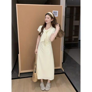 Neck Scarf Short Sleeve Pink Slim A-line Maxi Dress