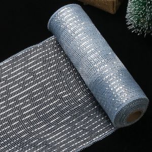 Merry Christmas Decoration Ribbon Christmas Tree Ornament Mesh Tulle Roll Fabric Pendant for Home Xmas Gifts New Year 2025 Decor