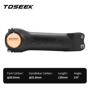 TOSEEK | TOSEEK Bicycle Stem Carbon Fiber MTB/Road Bike Stem 6/17 Degree 70-130mm Black Matt Bicycle Parts Handlebar Stems