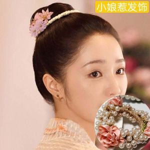 Pearl Hair Accessories Bun Headwear Tea Rose Style Lady Elegant Hair Ties Hair Bands out New Korean Fashion Jewelry