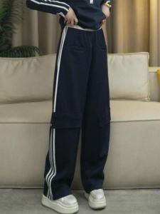 Quần Dài Thường Ngày Kẻ Sọc Màu Tương Phản Cho Nữ Mùa Xuân Thu 2025 Quần Ống Đứng Thiết Kế Mới Thời Trang