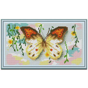 Cross Stitch Set Butterfly Animal Complete Kit with Pattern 14/11CT