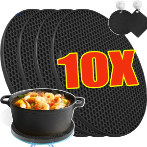 10pcs Silicone Trivets for Hot Dishes / Silicon Potholders Trivet Mat / Non Slip Heat Resistant Mat / Silicone Pot Holder Set Hot Pads for Kitchen