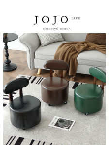 Modern Minimalist Sofa Table Leisure Furniture Soft Padded Swivel Wheel Low Stool Solid Wood Surface Economic Style