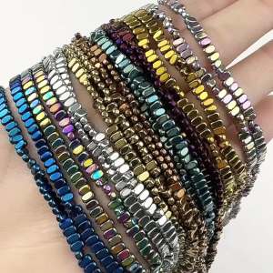 4x2mm Plating Square Hematite Natural Stone Rectangle Spacers Loose Beads for Jewelry Making DIY Bracelet Necklace Accessories