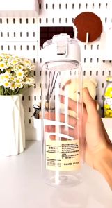 DFANCCIE Botol Minum Putih Transparan Bening Estetik Botol Air Minum / Gelas Botol Minum Plastik Tahan Suhu Tinggi | Botol Minum BPA FREE