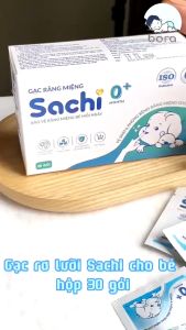 Gạc Rơ Lưỡi SACHI Chiết Xuất Lá Hẹ Lô Hội Cúc La Mã - Vệ Sinh Răng Miệng Cho Bé Từ 0m+ hộp 30 túi - Chính hãng