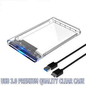 USB 3.0 Type C Clear External Hard Drive Enclosure 2.5 Inch SATA HDD SSD Transparent Hard Disk Case Support UASP For PC Laptops