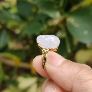 Crafted as Pixiu on Natural Type A Jadeite Jade set on 18k gold as Ring - Finger Size 15.5 mm - certificate weighs 2.81 grams measurement 13.2 * 9.3 * 6 mm (18kring34)