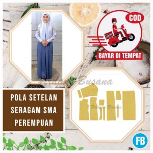【COD】Pola Setelan Seragam SMA Perempuan | Pola Baju Anak Perempuan | Pola Instan | Pola Jiplak | Pola Jahitan Lengkap Firdaus Busana