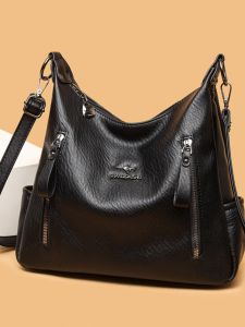 Ladies Soft Leather Underarm Bag 2024 New Fashion Large Capacity Handbag Versatile Atmosphere Crossbody Bag Casual Scene