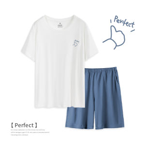 Coco Smart | ชุดนอนผู้ชายคอตตอนบางแขนสั้นฤดูร้อน ชุดนอนลำลองสำหรับนักเรียนมัธยมต้นและมัธยมปลาย ชุดนอนผ้าฝ้ายลายการ์ตูนสำหรับเด็กโต
