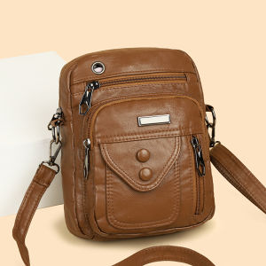 Mini Crossbody Phone Bag Womens 2025 New Style Multi-Layer Zipper Wallet Fashionable Shoulder Bag Korean Style PU Leather