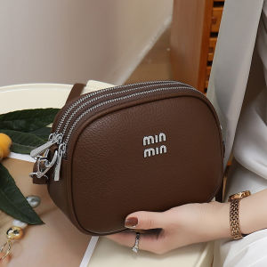 Casual Versatile Womens Shoulder Bag 2025 New Style Multi-Pocket round Commuter Bag Durable PU Leather Zipper Closure Handbag