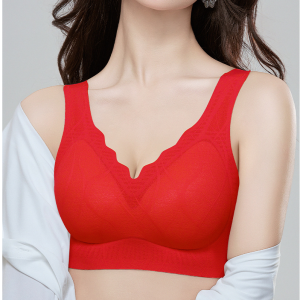High Quality Seamless Fixed Cup Bra Womens Large Chest Appears Small Anti-Sagging Sports Backless Vest Push up Bra