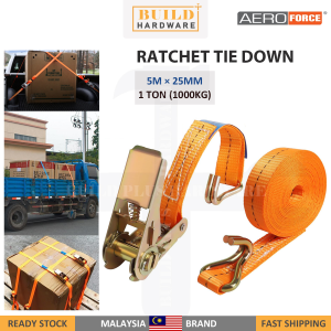 Ratchet Tie Down 1Ton/2 Ton/5 Ton 5m x 25mm 9m/10m x 50mm Lashing Straps with Hook Cargo Strong Belt Luggage Bag 罗里绑带 Orange/Blue Heavy Duty Lorry Tali Pengikat Canvas Lori Ikat Barang Aeroforece/ThereeMan
