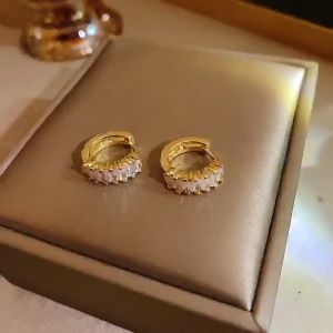 Hot Selling Saudi Gold 24k nasasangla pawnable Earrings Womens Opal Circle Zircon Jewelry Haute Couture Gifts for Girlfriend (Give pearl earrings)