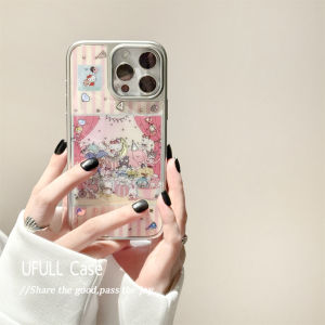 Ufull Japanese Style Hello Kitty Cat Collection Gold Foil Striped Phone Case for Apple 16 pro Max iPhone 17 New Version Girls Heart
