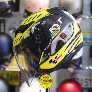 Mũ bảo hiểm 3/4 2 Kính KLT Chính hãng tem KYT MOTO RACING Màu vàng