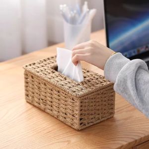 MEISITEKEKE | Woven Rattan Tissue Box Home Car
