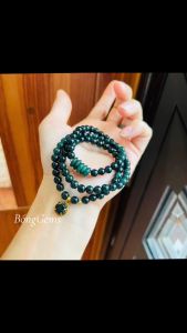vòng tay nữ dáng chuỗi ngọc lam ngọc tự nhiên mix đồng điếu lam ngọc và charm hồ ly lam ngọc bọc vàng tây vòng tay đá phong thủy trang sức thiết kế đủ hóa đơn thẻ bảo hành