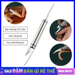 Dụng Cụ Tách Vỏ Tôm Hai Đầu inox Cao Cấp  Dao Làm Lòng Gà Mổ Cá Cạo Vảy Lột Bóc Vỏ Tôm Cua Sò Dụng Cụ Nhà Bếp Đa Năng Bằng Inox Không Gỉ