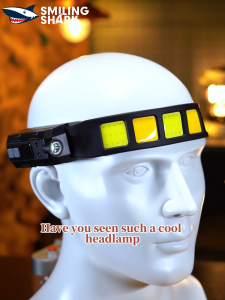 SMILING SHARK TD0223 LED Headlight 5Mode Induction Work Headlight Type-c Rechargeable Head Lamp White Yellow Light Waterproof Outdoor Working Lighting