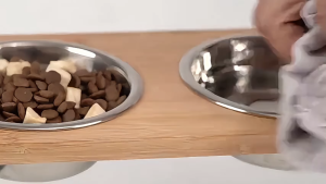 Cat Bowls for Food and Water Stainless Steel Dog Bowl with wooden Stand Cats Dogs Pet Food Water Holder