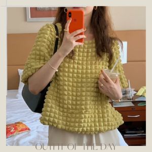 Wulove เสื้อแฟชั่นผู้หญิง 2023 👚ดีเทล กระเป๋าเงิน สีเหลี่ยม การแสดงงานน่ารัก ตามเอง