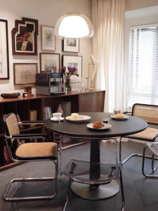 Luxurious Vine Weaving Dining Chair Vintage Style Casual Back Support Iron Art Home Use Furniture Suitable for Adult in Modern Simplicity