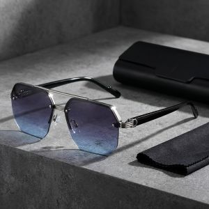 1pcs Stylish mens double bridge square sunglasses anti-reflective metal and acetate material for daily wear.