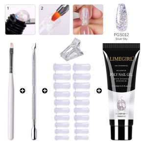 limegirl | 15ml Poly Nail Gel Complete Set for Nail Extension Glitter Solid Color Gel Polish Kit Quick Extension Gel Soak Nail Art DIY Nail