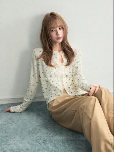 ARCG | Áo Blouse Knit Tay Dài Hoa Nhẹ Mùa Thu
