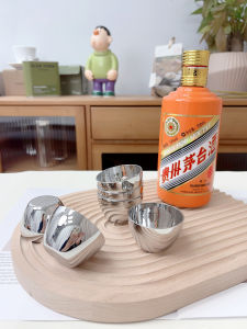 แก้วเหล้าสแตนเลส 18/10 หนา ทรงกลม สไตล์จีน แก้วดื่มน้ำแข็ง แก้วดื่มสุรา ชุดเครื่องดื่มสุรา แก้วดื่มสุรา ทรงกลม