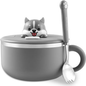 1200ml Ramen Bowl Insulated Bowls Stainless Steel Ramen Bowls With Lid Fruit Salad Rice Soup Bowl Students Large Lunch Box