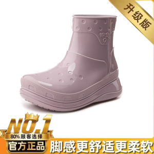 Womens Rain Boots Fleece Lined Anti-slip Waterproof Adult Size Increased Fashion Rubber Shoes New 2025 Model Casual Style PVC Material