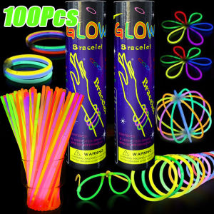 100 ชิ้น แท่งเรืองแสงหลากสี / แท่งเรืองแสงปาร์ตี้คริสต์มาส / แท่งเรืองแสงสว่างพิเศษ / แท่งเรืองแสงอุปกรณ์ปาร์ตี้