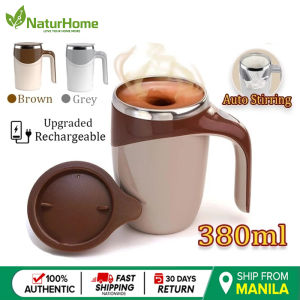 NaturHome 380ml Rechargeable Self Stirring Mug Japanese Coffee Cup Automatic Mixing Cup 304 Stainless Steel Vacuum Insulated Stirring Mug Lazy Magnetic Stirring Coffee Cup