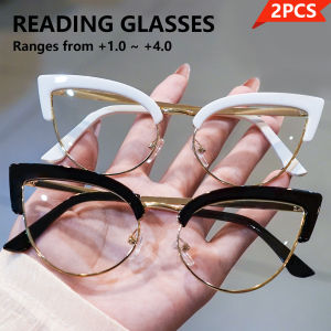 2pcs Minimalist Cat Eye Glasses for Women Men Computer Eyewear Suitable for All Kinds of Faces