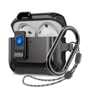 New Secure Lock Clip Case for 2024 AirPods 4 Shockproof TPU Full-Body Protective Cover for Apple AirPods 4 Earphone Accessories