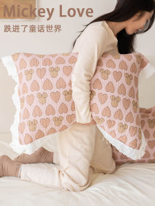 Pure Cotton Soft Pillow Towels Breathable Sweat Absorbent Single Person Bedding Accessories Mickey Love Heart Design Home Use