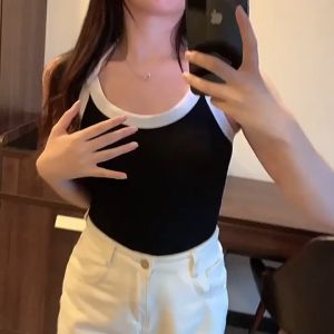 Áo croptop 2 dây phong cách hàn quốc co giãn phong cách kiểu yếm kiều nữ dolotnu