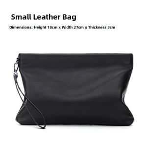 Mens Leather Handbag Soft Cowhide Sheepskin Envelope Clutch Bag Large Capacity Business Handheld Bag Trendy Male Model