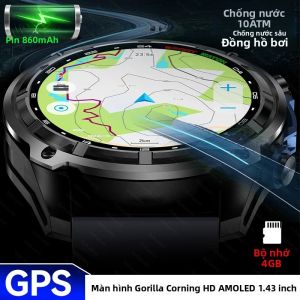 Đồng Hồ Thông Minh GPS Adventure Dành Cho Nam Màn Hình Corning Gorilla 1.43 Inch Bộ Nhớ 4GB Pin 860mAh Chống Nước 100M Có Chức Năng Gọi Bluetooth Và Các Chức Năng Thể Thao