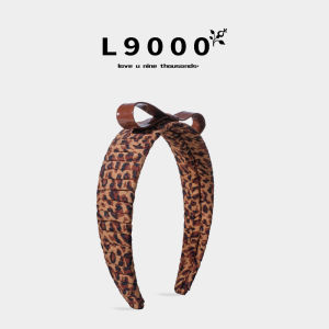 Small Leather Butterfly Knot Hairband Womens Vintage Style Heightening Forehead Leopard Print Hair Clip Hong Kong Style Headwear