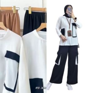 One Set Cargo Baju Wanita Dewasa Crinkle Airflow By Olivia Dress