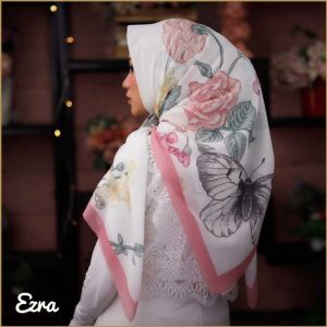 Hijab Voal Motif Premium Laser Cut Kerudung Segi empat Motif Mewah Jilbab Segiempat Motif Terbaru Kekinian Design Ezra