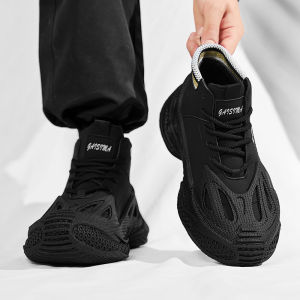 Mens Coconut Shoes Winter New Leather Surface Anti-slip Soft Bottom Sports Leisure Black Work Dirt Resistant Dad Trendy Shoes