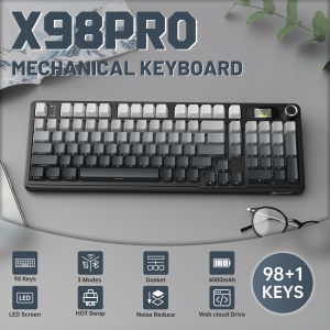 ATTACK SHARK | Attack Shark X98 Pro Gaming Mechanical Keyboard 98 Keys Tri-Mode Bluetooth Screen CNC Knob Hot-Swap Gasket Mount RGB For Gamer